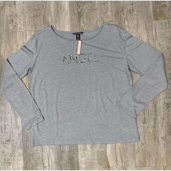 NWT women’s gray Victoria’s Secret long sleeve T-shirt w/angel logo sz L - Picture 7 of 14